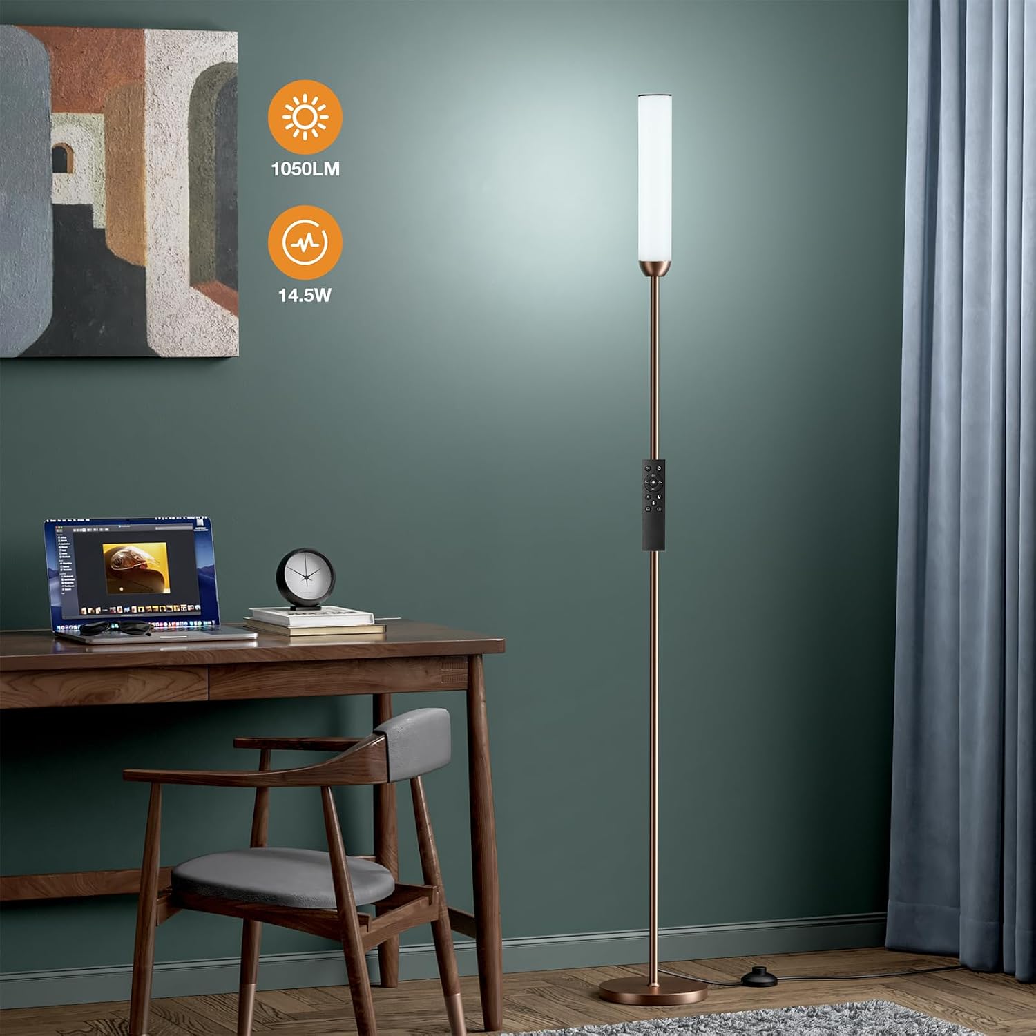 Ambimall LED Floor Lamp with Remote Control, 65" Standing lamp with Stepless Adjustable 3000K-6500K Colors & 30-100% Brightness, Foot…