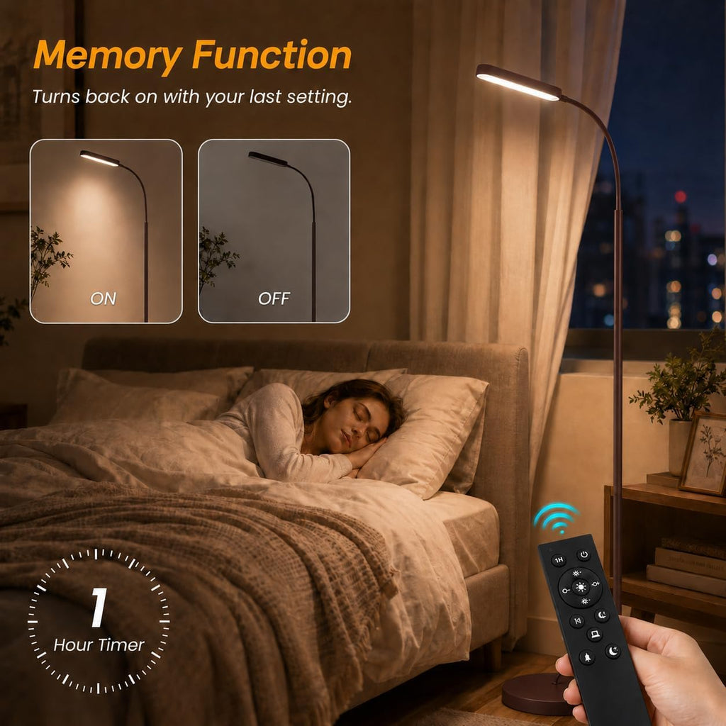 Wio-Mio Led Floor Lamps with 15w/1000lm Bright LED Floor Lamp with Stepless Adjustable 3000K-6000K Colors and Dimmer, Remote and Touch…