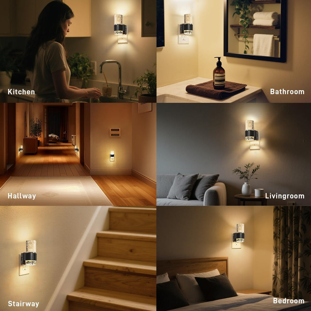 Night Lights Plug into Wall - Dimmable Nightlight with Dusk to Dawn Sensor 0-100 LM Brightness Plug in Night Light for Bathroom Bedroom…