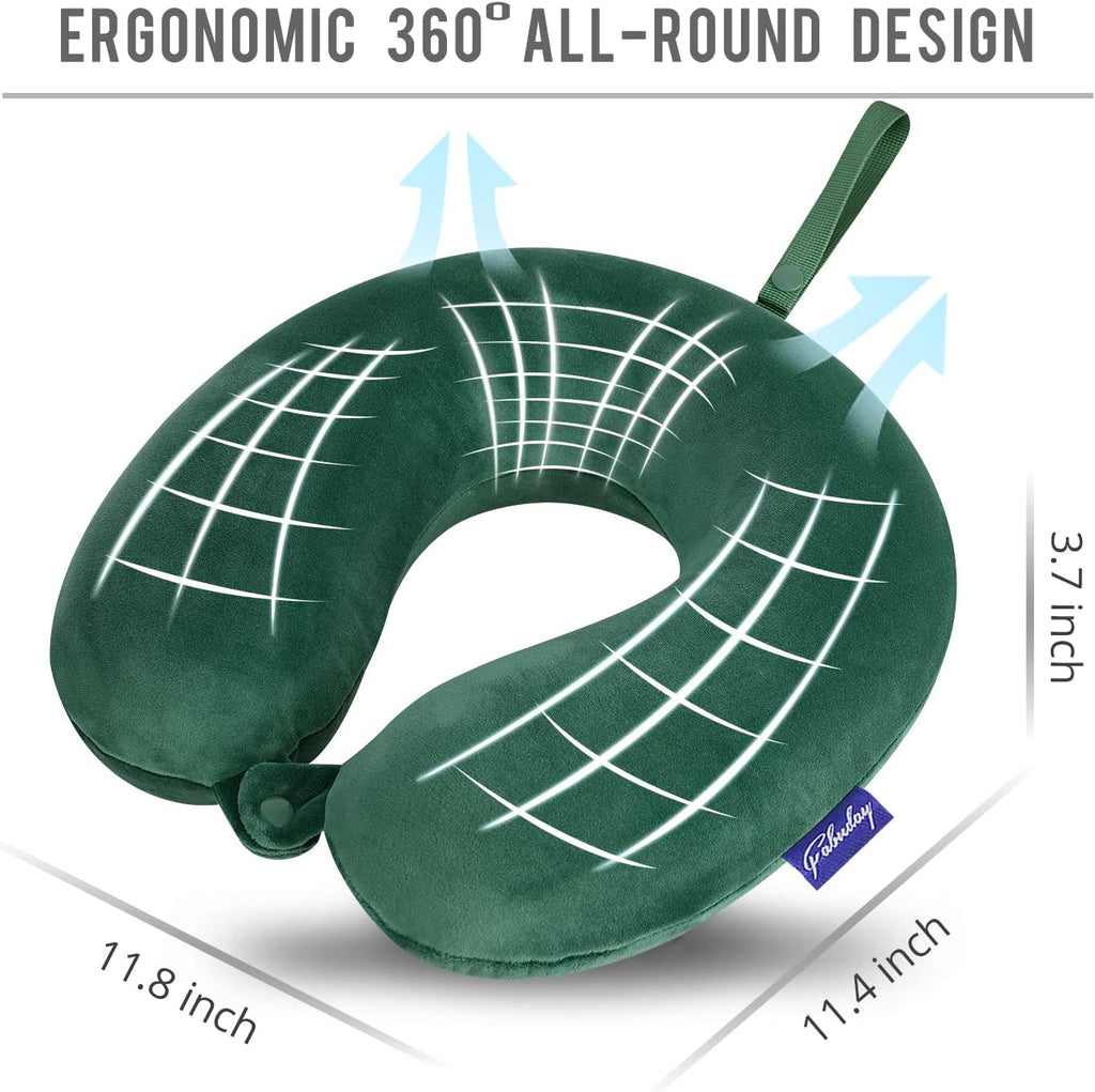 Fabuday Neck Pillow for Travel Memory Foam - Travel Pillows for Sleeping Airplane with Attachable Snap Strap Soft Washable Cover, Flight Pi…