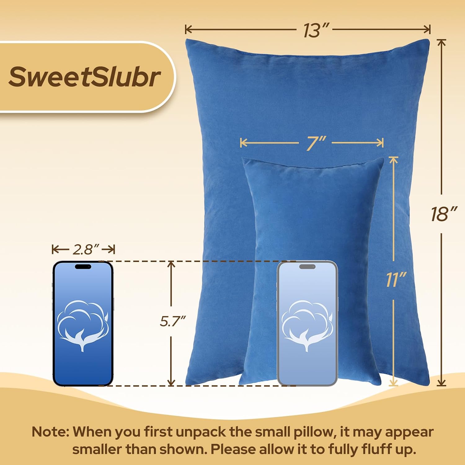SweetSlubr Small Travel Pillows - 2 Pack, 7"x11" Mini Neck Pillow for Airplane & Long Flight, Machine Washable Headrest for Nap &…
