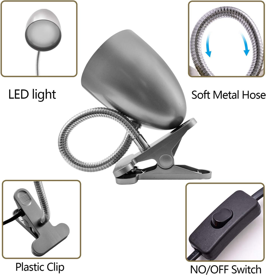 Eenergeticlighting E ENERGETIC LIGHTING Desk lamp with Clamp, Non-Dimmable Clip Light for Bed and Desk, 4000K Cool White, 3.5W 240 LM lamp,…