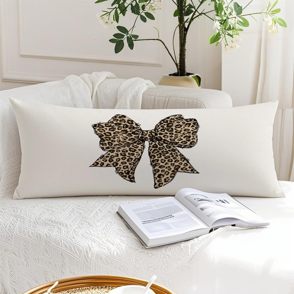 Trendy Coquette Leopard Bow 20x54 Body Pillow Cover, Coquette Room Decor, Cheetah Print Room Decor, Preppy Leopard Print Decorative Long…