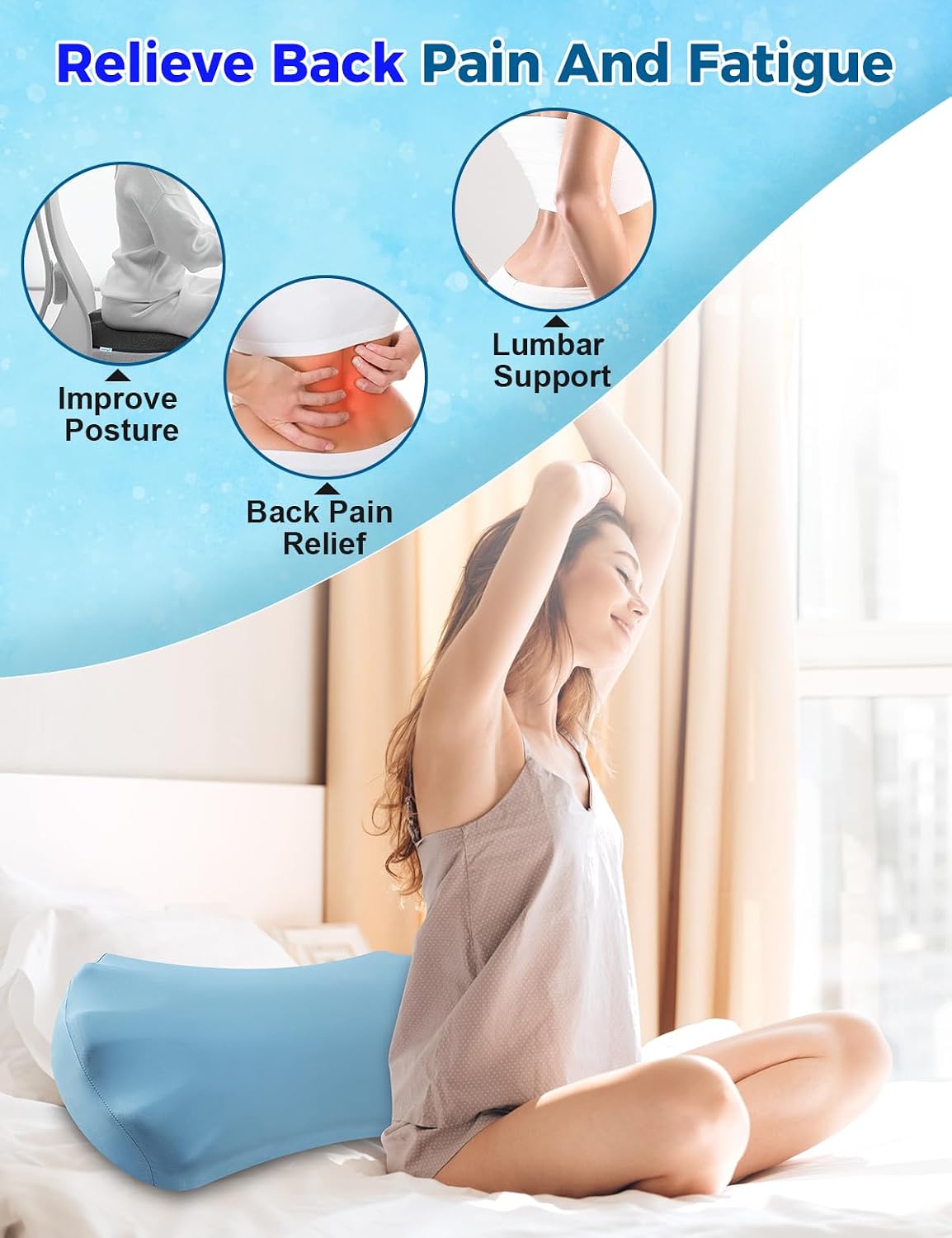 Fledano Lumbar Support Pillow for Bed – Memory Foam Lower Back Pillow for Sleeping, Ergonomic Lumbar Pillow for Side & Back Sleepers, Sciat…