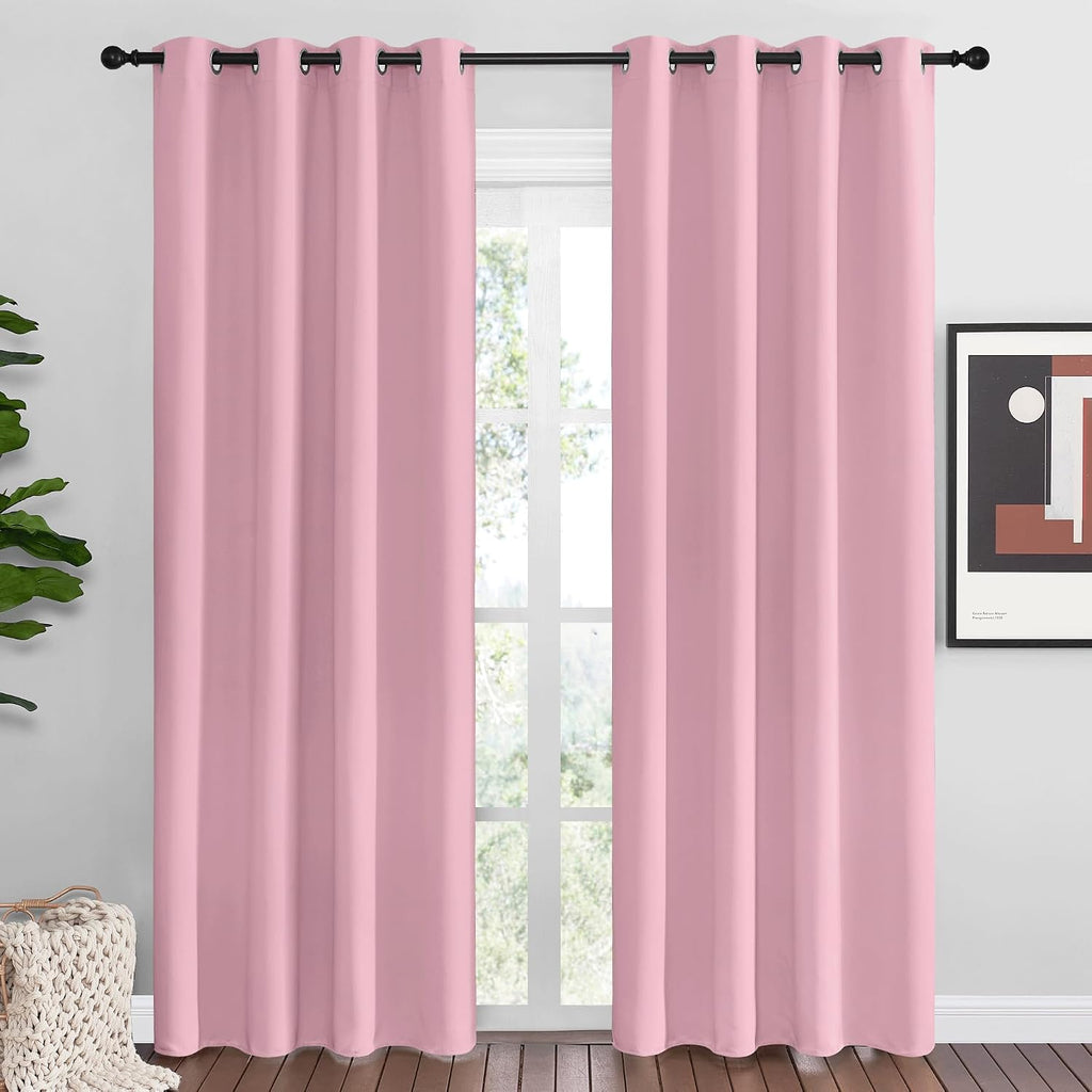 Nicetown Crystal Pink Blackout Curtains Grommet - Home Decorations Thermal Insulated Solid Grommet Top Blackout Living Room Panels/Drapes f…