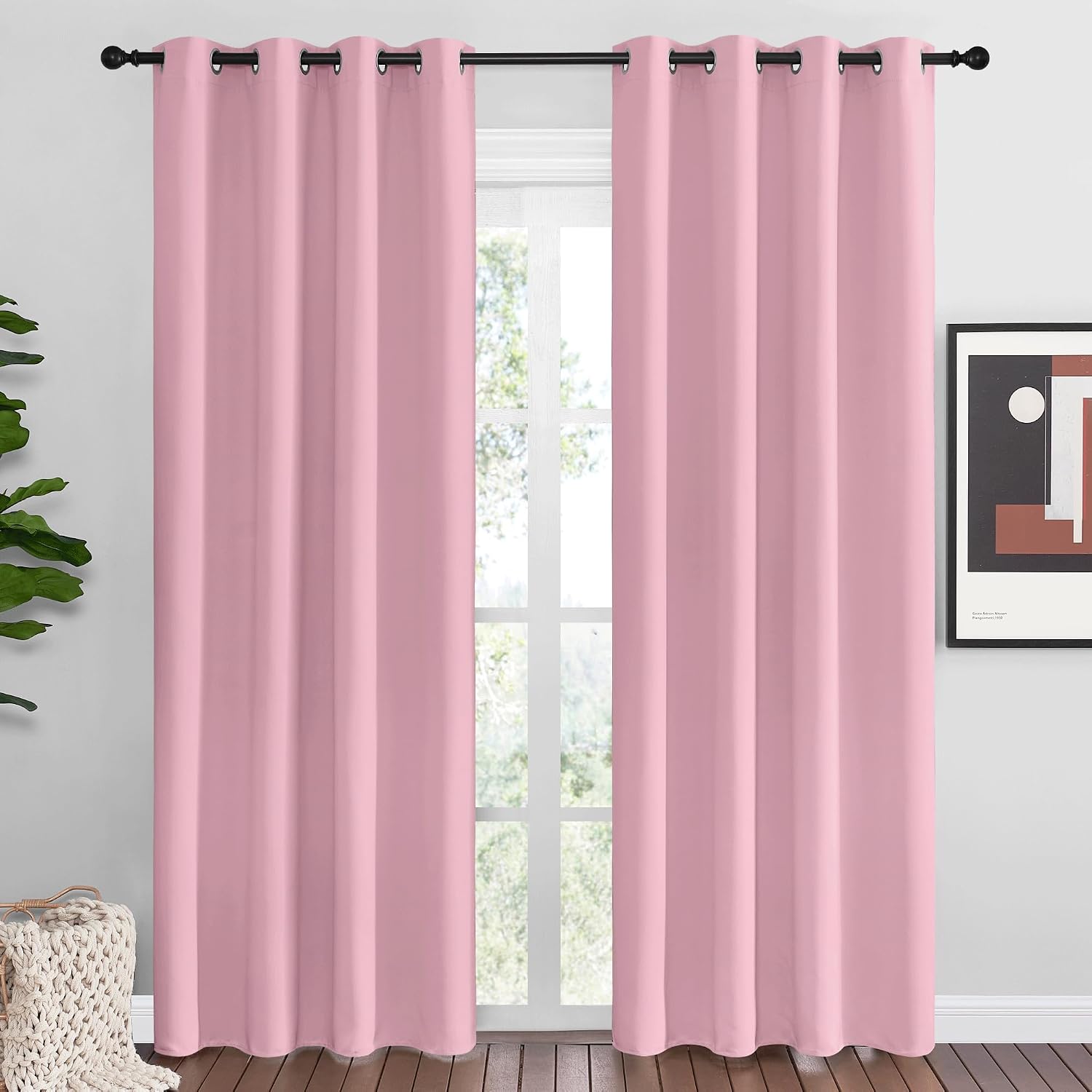 Nicetown Crystal Pink Blackout Curtains Grommet - Home Decorations Thermal Insulated Solid Grommet Top Blackout Living Room Panels/Drapes f…