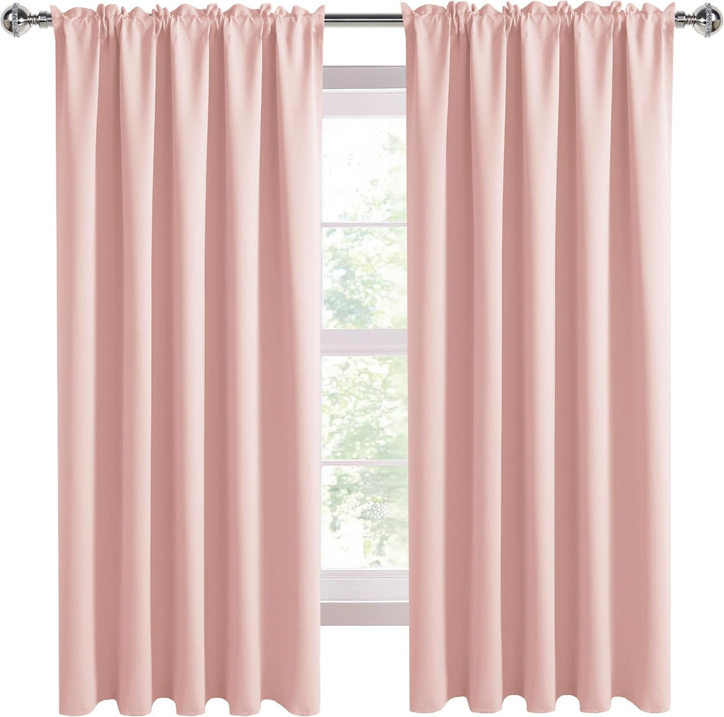 DWCN Blackout Curtains for Living Room Thermal Insulated, Energy Saving & Noise Reducing Bedroom Curtains, Blush Pink, W 70x L 63 Inch…