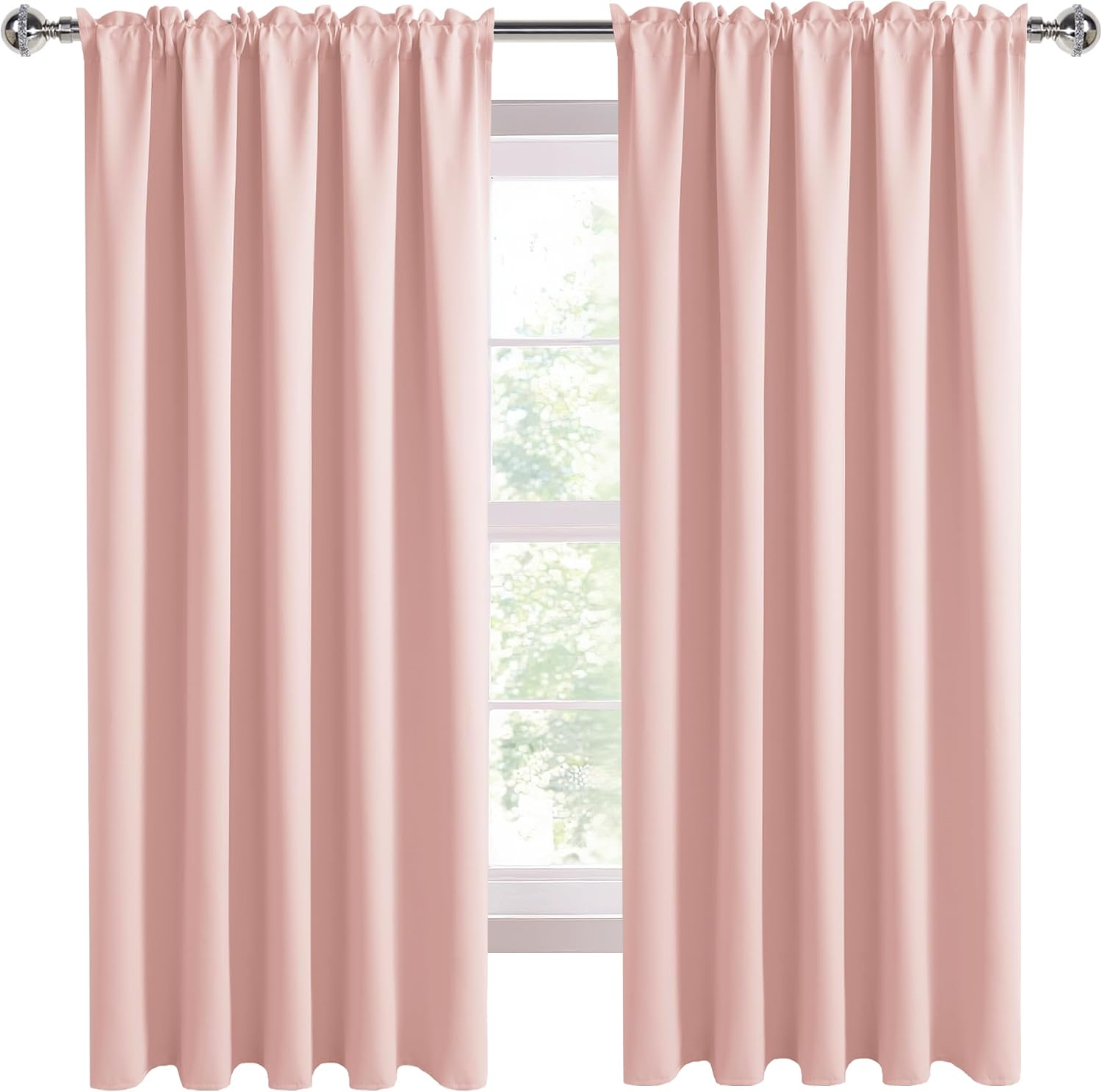 DWCN Blackout Curtains for Living Room Thermal Insulated, Energy Saving & Noise Reducing Bedroom Curtains, Blush Pink, W 70x L 63 Inch…