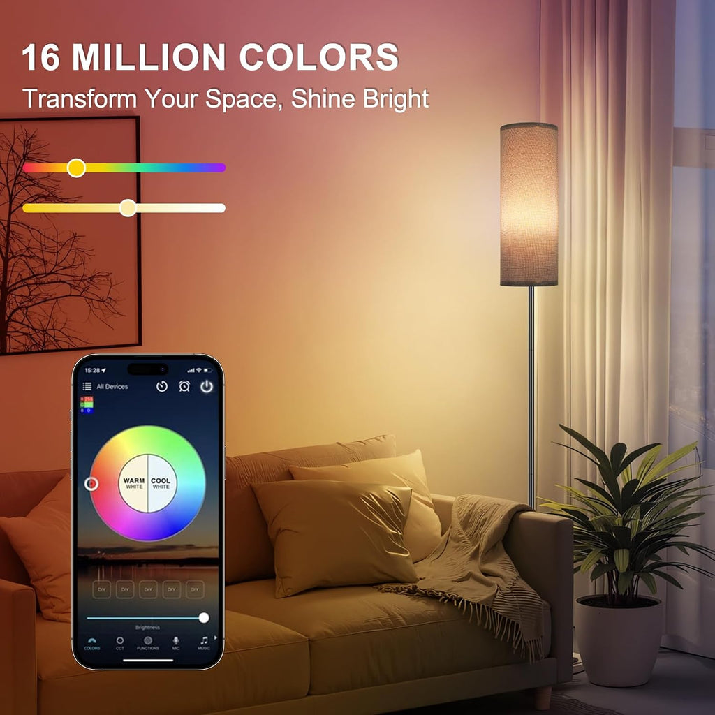 FRIDEKO HOME Gray Floor Lamps for Bedroom, Dimmable Colors Temperature & Brightness, Plug in Modern Floor Lamps for Living Room, Tall…