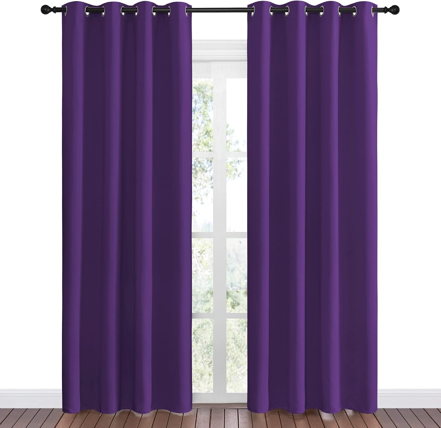 Nicetown Purple Blackout Curtains 86 inches Long, Niose Reducing and Thermal Insulated Room Darkening Curtains for Girls Bedroom Living Roo…