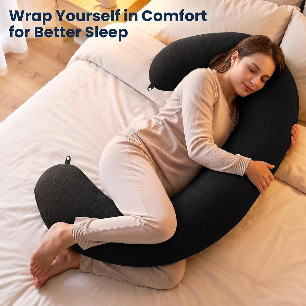 TranquilRelax TranquilRelax C Shaped Body Pillow for Side Sleepers, Memory Foam Long Pillow for Leg, Hip & Back Support, Soft Washab…