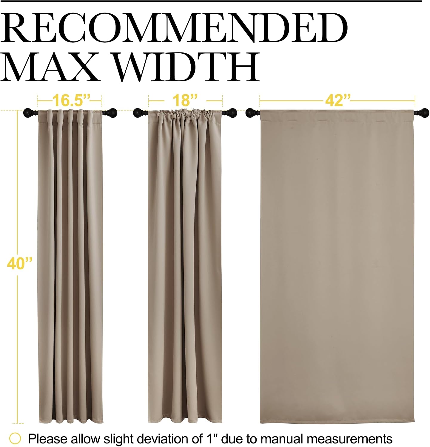 NICETOWN Window Treatment Blackout Curtains and Draperies - (Taupe Color) 42x40 inch, 2 Panels, Room Darkening Blackout Panel Drapes for…