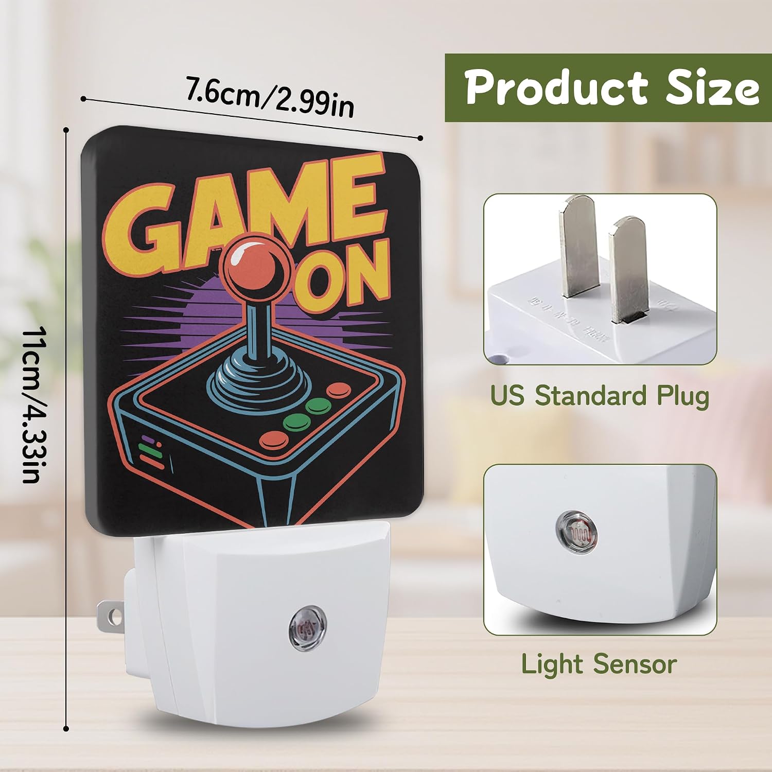 Retro Arcade Gamer Night Lights Plug into Wall, Night Light with Dusk to Dawn Sensor for Bedroom Bathroom Kitchen Hallway Stairs…