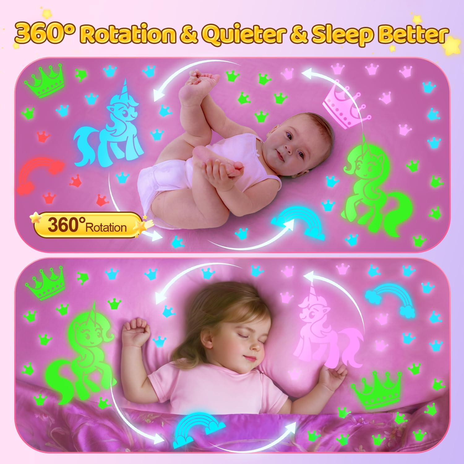 COOLNIGHT Unicorn Night Light Star Projector for Kids, 3 Films+93 Colors Kids Projector Night Light,360° Rotating All Night…