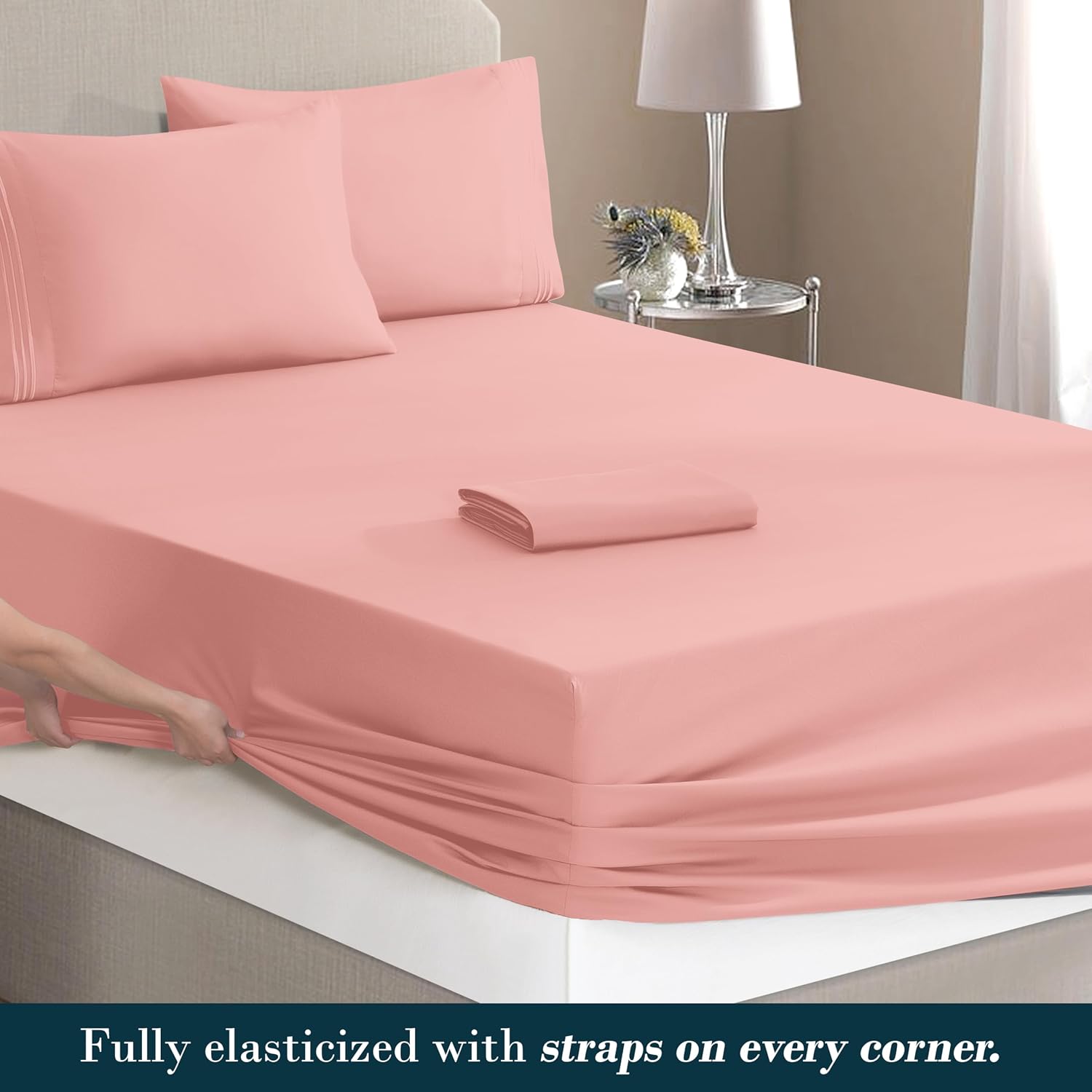 MocassiLuxuryBedding Mocassi Twin Size 4-Piece Bed Sheet Set - 1800 Hotel Quality Microfiber 18-24 Inches Extra Deep Pocket Fitted Sheet- L…