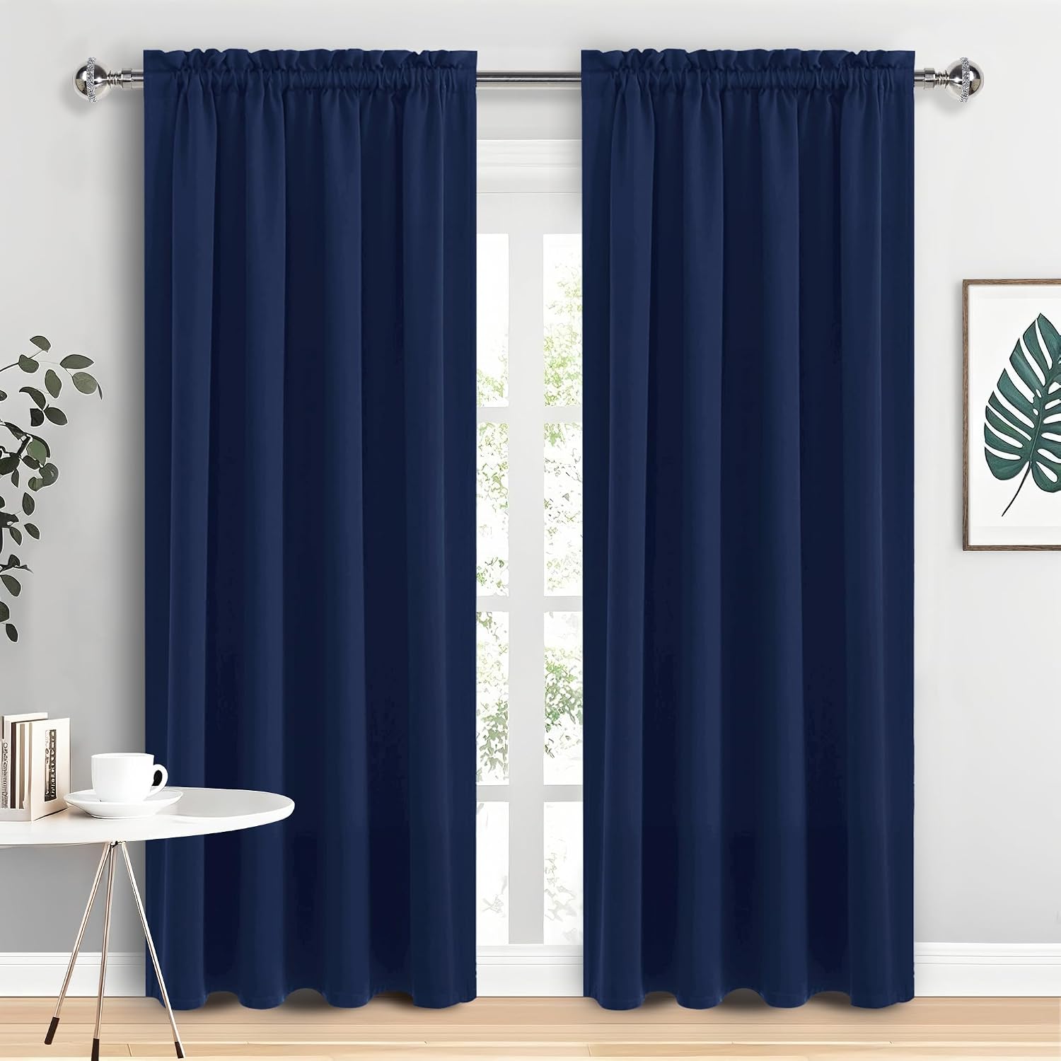 Dwcn Navy Blue Blackout Curtains for Living Room 84 Inch Length 2 Panels Set Window Drapes Thermal Insulated Room Darkening Rod Pocket Curt…