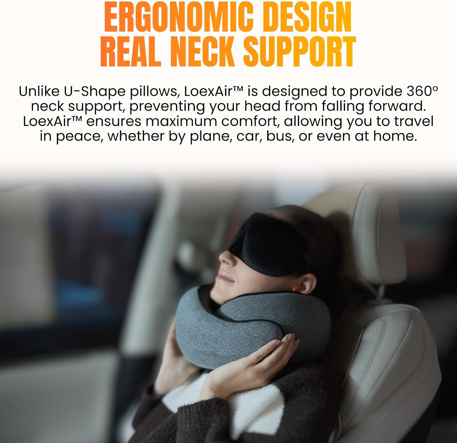 LOEXAIRTM Travel Pillow, Neck Pillow Travel for Airplane, Car - 100% Cotton Fabric & Memory Foam Plane Pillow, Lightweight & Easy-to-Carry…