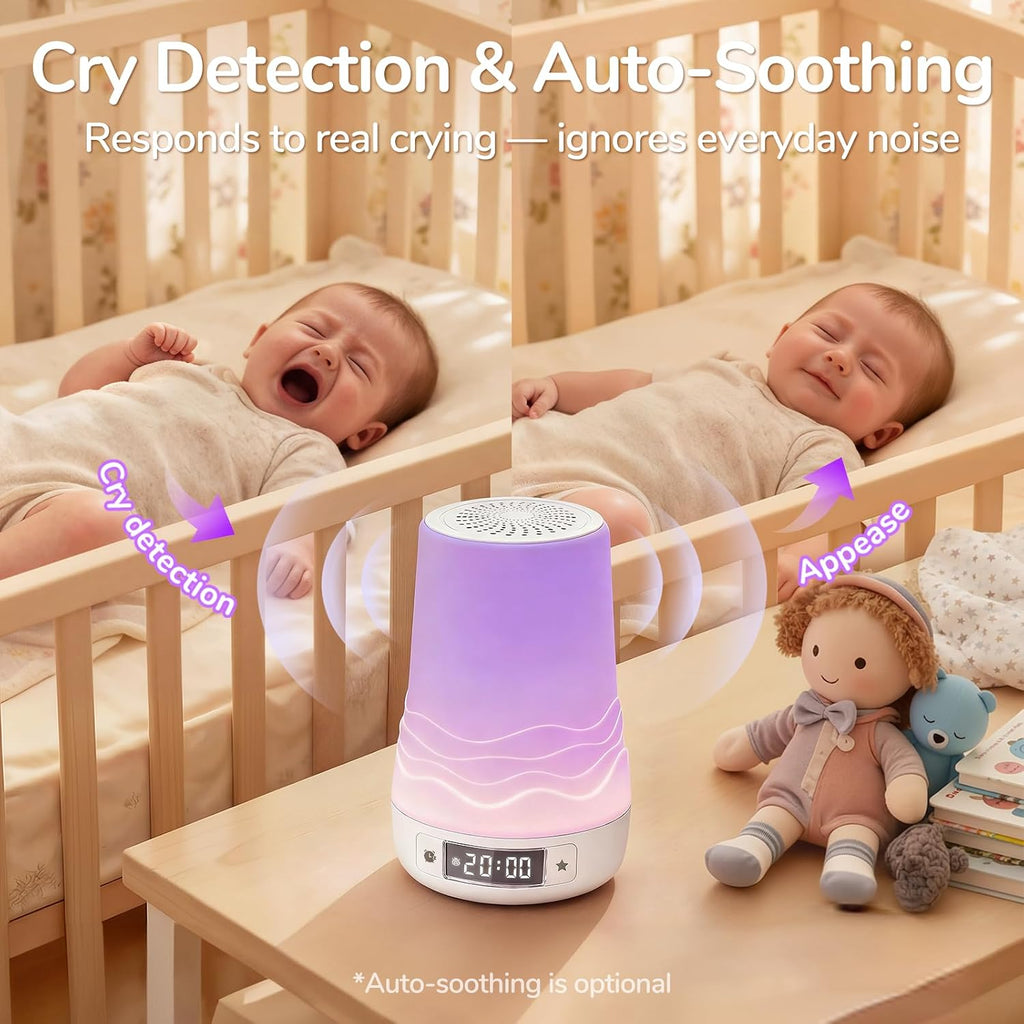 Mewaii White Noise Sound Machine Baby & Adult, 360° RGB Night Light, AI Cry Detection, App Control, 100 Soothing Sounds, Sleep Routine Buil…