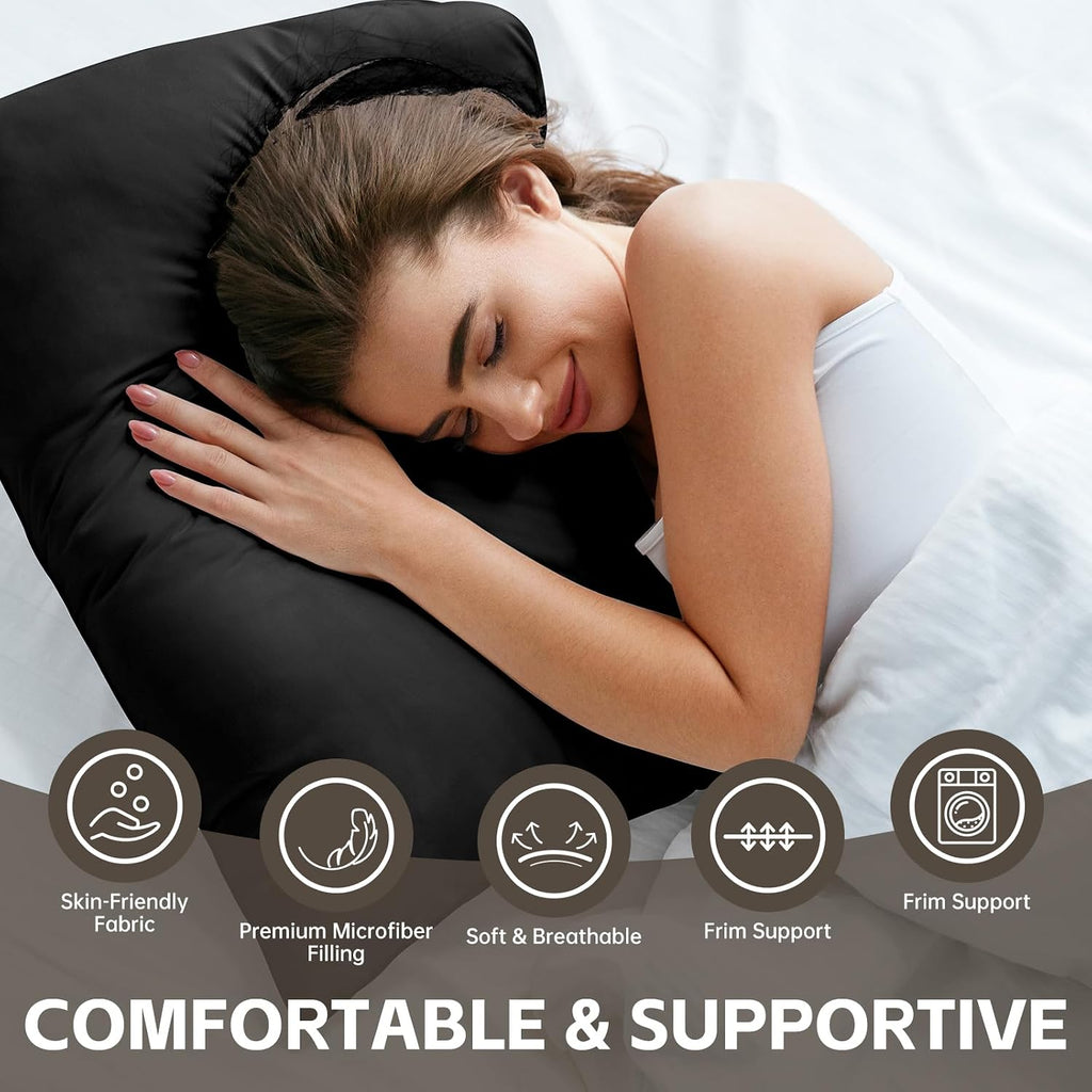 Himoon Bed Pillows for Sleeping 4 Pack, Queen Size Cooling Pillows Set of 4, Top-end Microfiber Cover for Side Stomach Back Sleepers(Black) 4…