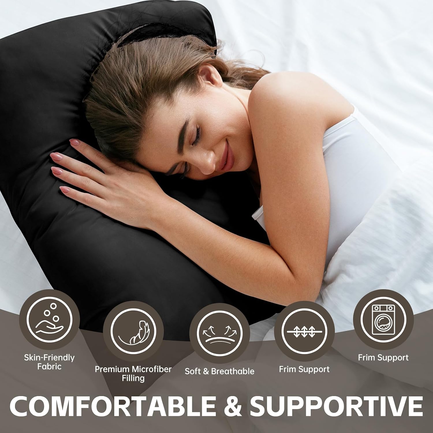 Himoon Bed Pillows for Sleeping 4 Pack, Queen Size Cooling Pillows Set of 4, Top-end Microfiber Cover for Side Stomach Back Sleepers(Black) 4…