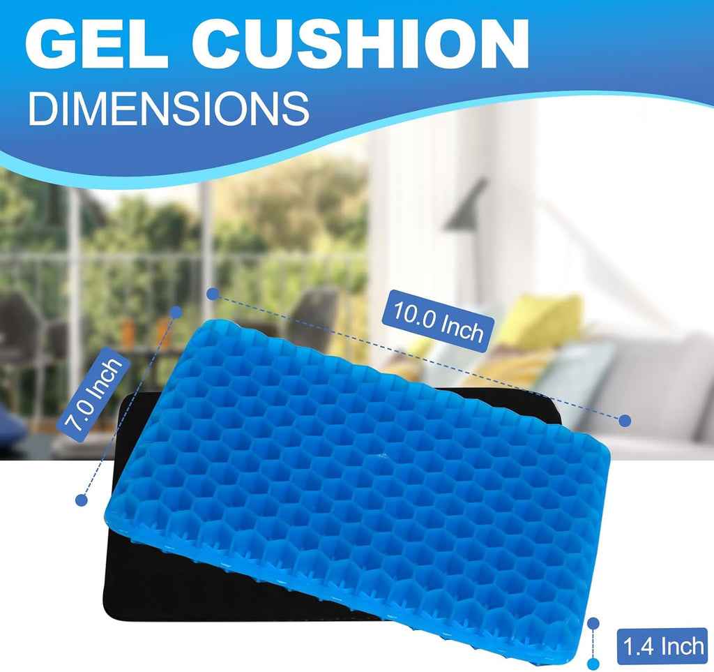 LYUANEC Gel Seat Cushion for Long Sitting - 10" x 7" x 1.4" (Mini) Gel Cushion for Kids, Pressure Relief Cushion for Chair