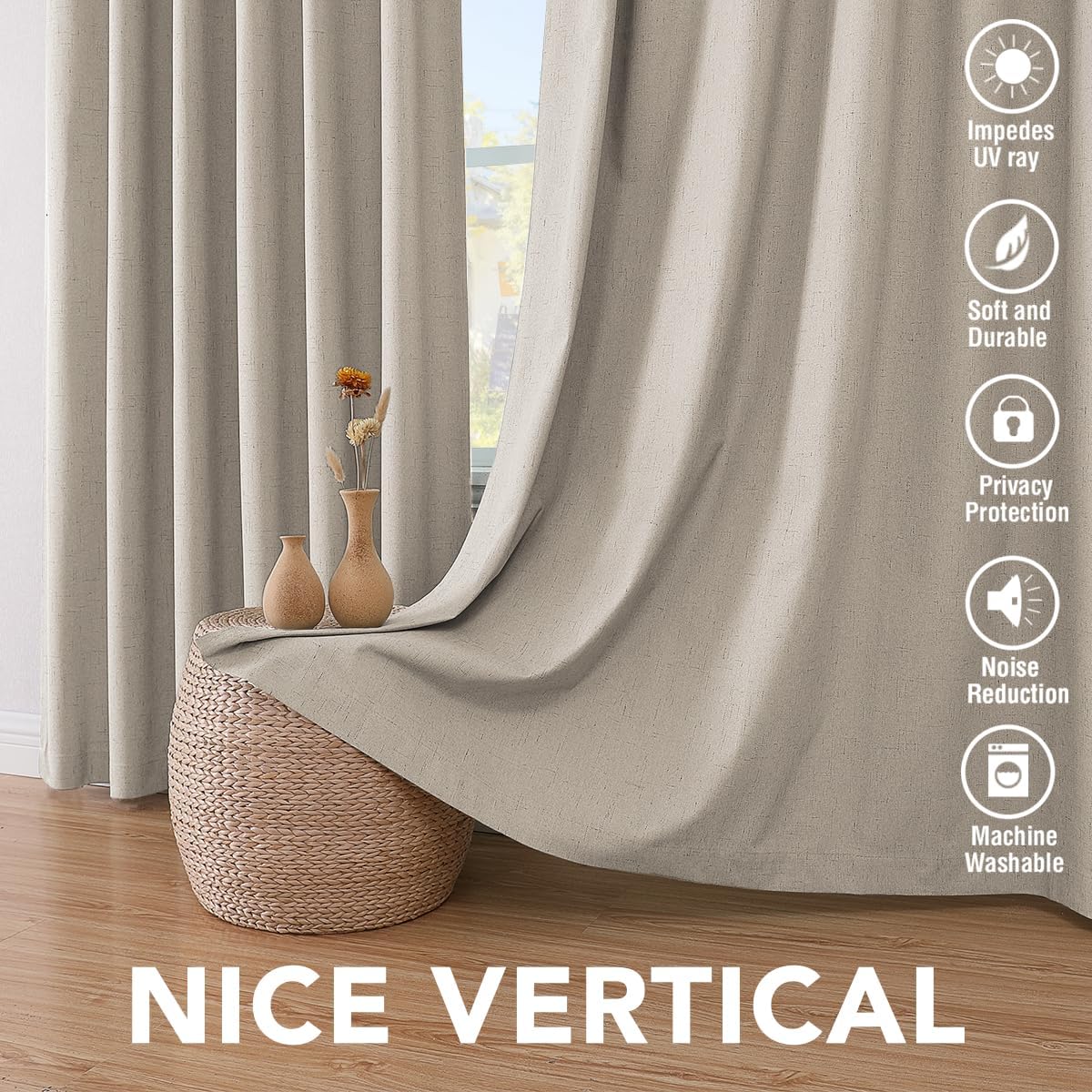 H.VERSAILTEX 100% Blackout Curtains for Bedroom Thermal Insulated Linen Textured Curtains Heat and Full Light Blocking Drapes Living Room…