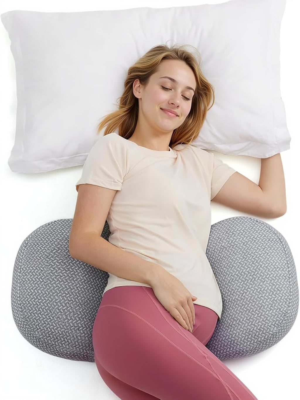 Momcozy Portable Pregnancy Pillow – W Shaped Maternity Support for Side Sleepers, Adjustable Travel Wedge Pillow for Back, Belly, and Hip…