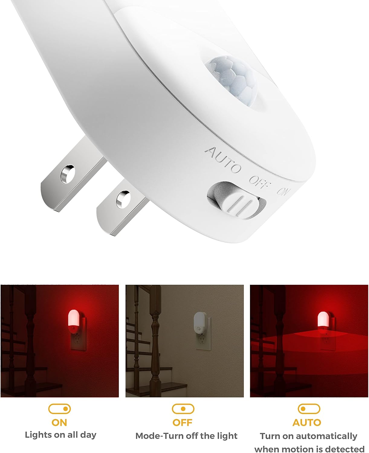 Llohasled L LOHAS LED Red Night Light Plug in, Motion Sensor Night Light for Kids, Red Nightlight, 30/60LM, Motion Activated Nigh…