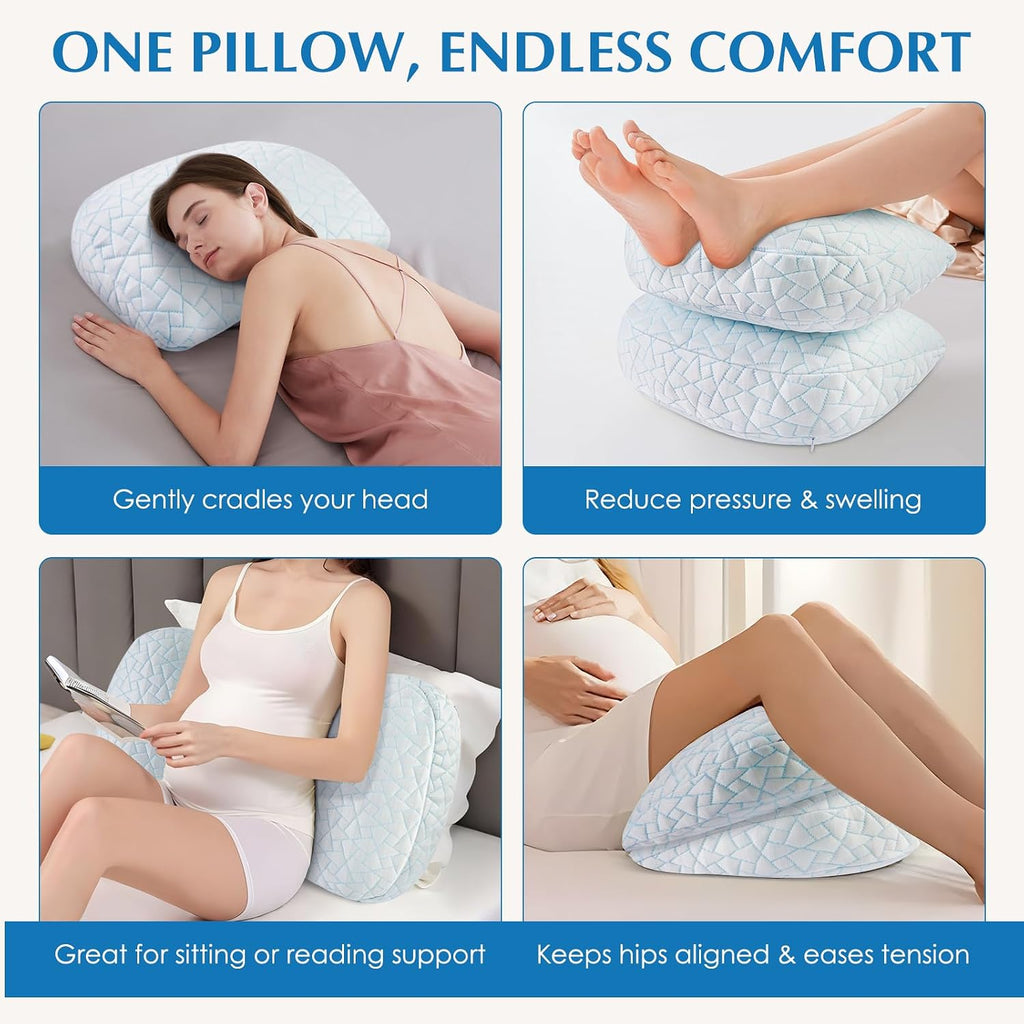 Pregnancy Pillow for Sleeping, Portable Adjustable Maternity Wedge Pillows for Side Sleepers, Belly, Back & Hip Support with Cooling…