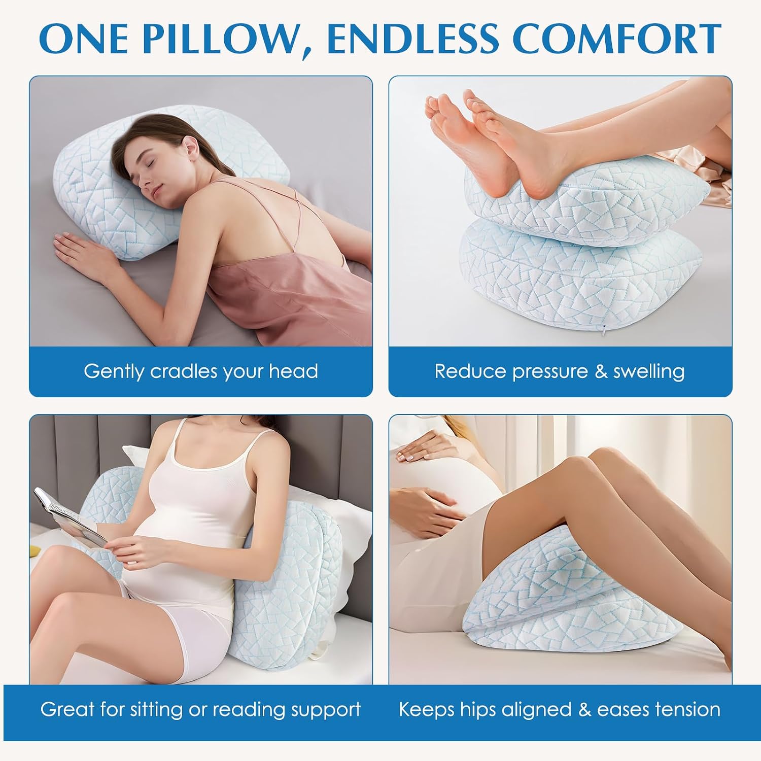 Pregnancy Pillow for Sleeping, Portable Adjustable Maternity Wedge Pillows for Side Sleepers, Belly, Back & Hip Support with Cooling…