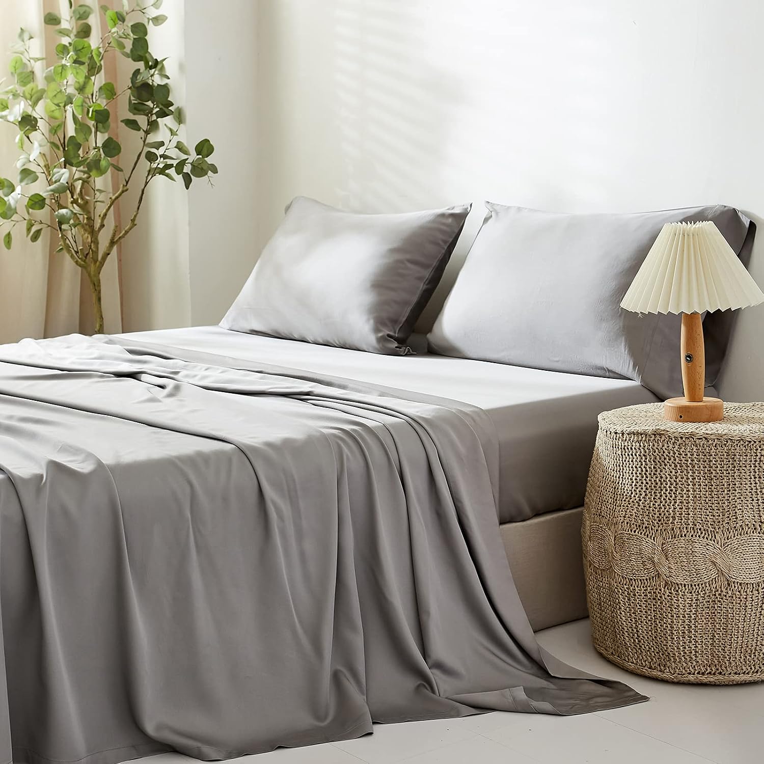 Simple&Opulence Cooling Pillowcase King Size Set of 2, 100% Viscose from Bamboo Pillow Cover with Envelope Closure, Silky Br…