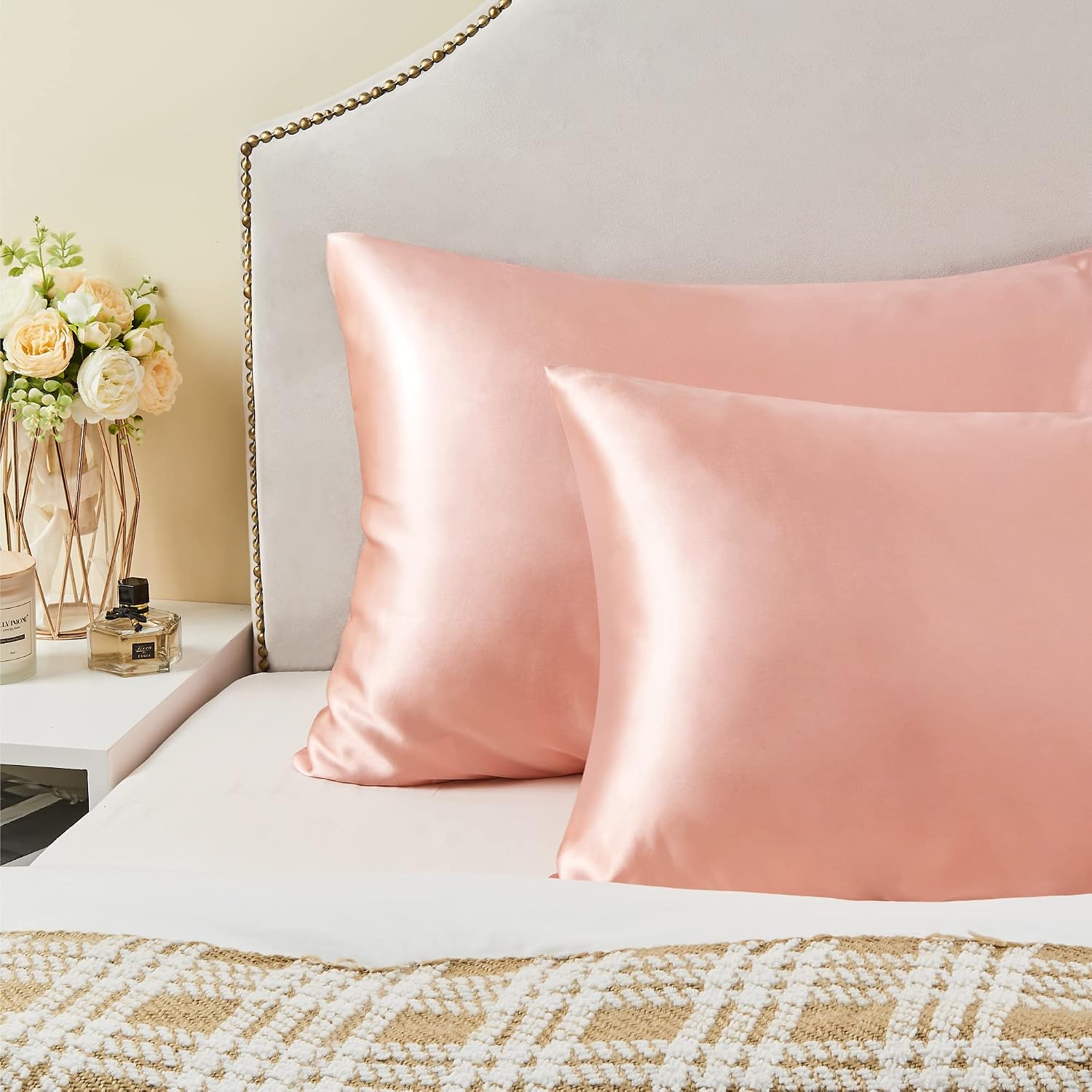 Bedelite Satin Pillowcase for Hair and Skin, Super Soft and Cooling Similar to Silk Pillow Cases 2 Pack with Envelope Closure, Gift for Wom…