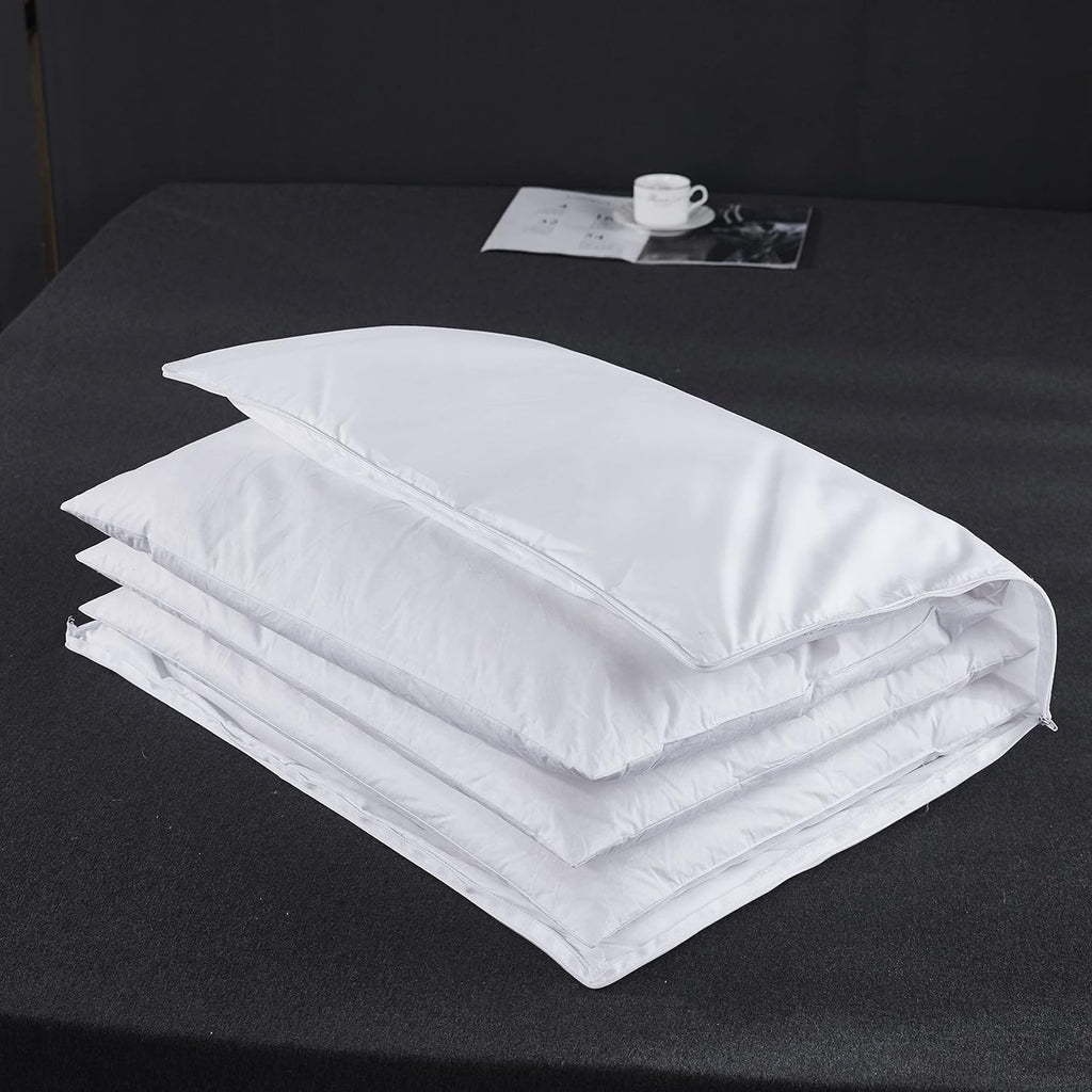 Three Geese Adjustable Layer Goose Feather Pillow, Assembled Bed Pillow, Soft Cotton Cover, Good for Side and Back Stomach Sleeper…