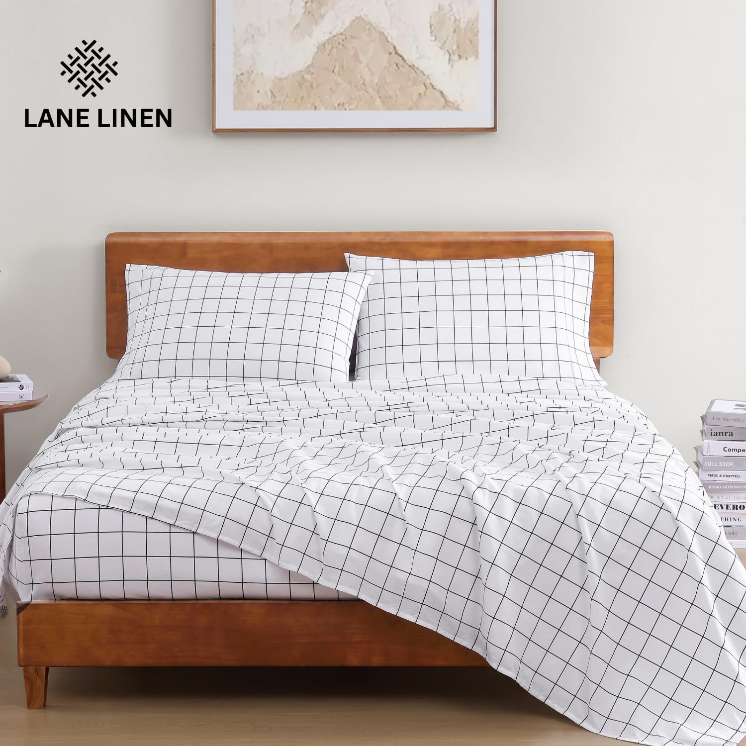 LaneLinen LANE LINEN 100% Organic Cotton Full Size Bed Sheets, reusable Fully Elasticized Okeo Tex Certified Printed Cotton Sheets Full…
