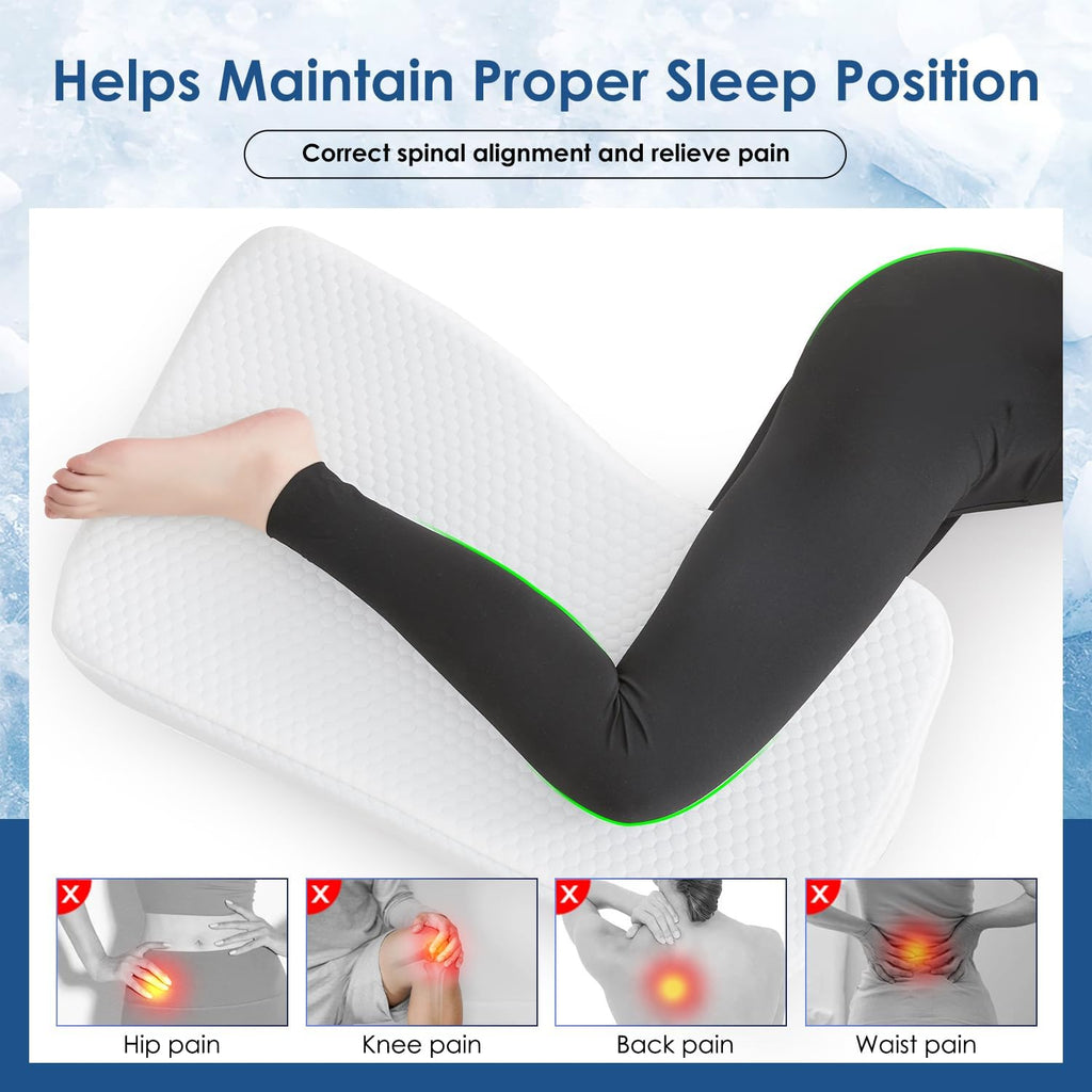 Livemy Leg Pillow for Side Sleepers, Memory Foam Knee Pillow for Side Sleeping, Leg Elevation Pillow for Hip/Back/Sciatica Helps Spi…