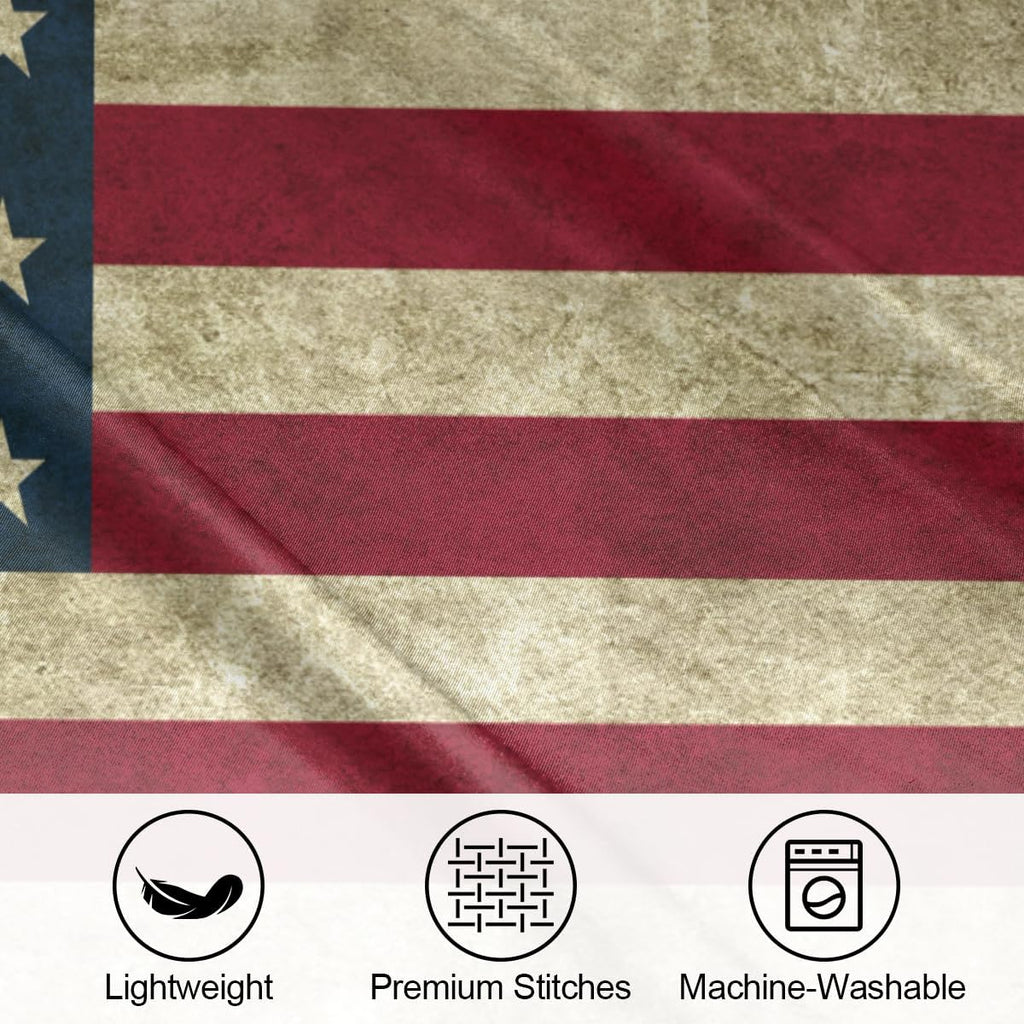 American Flag Retro Satin Silk Pillowcase for Hair and Skin Pillow Cases Standard Size Soft Silk Pillow Case with Envelope Closure Print…