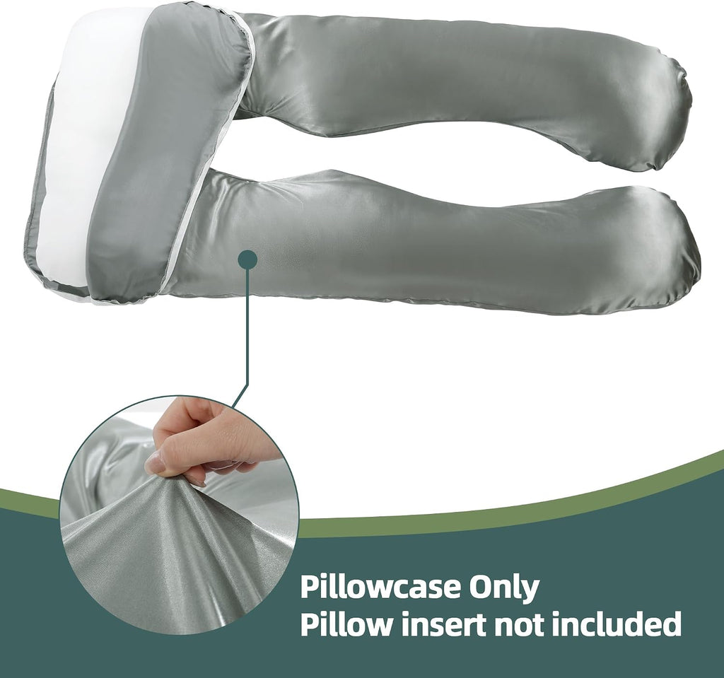 Balapet Silky Satin Pregnancy Pillow Cover (ONLY Pillowcase), U Shaped Luxurious Smooth Maternity Pillow Cover, Soft & Breathable Large Pil…
