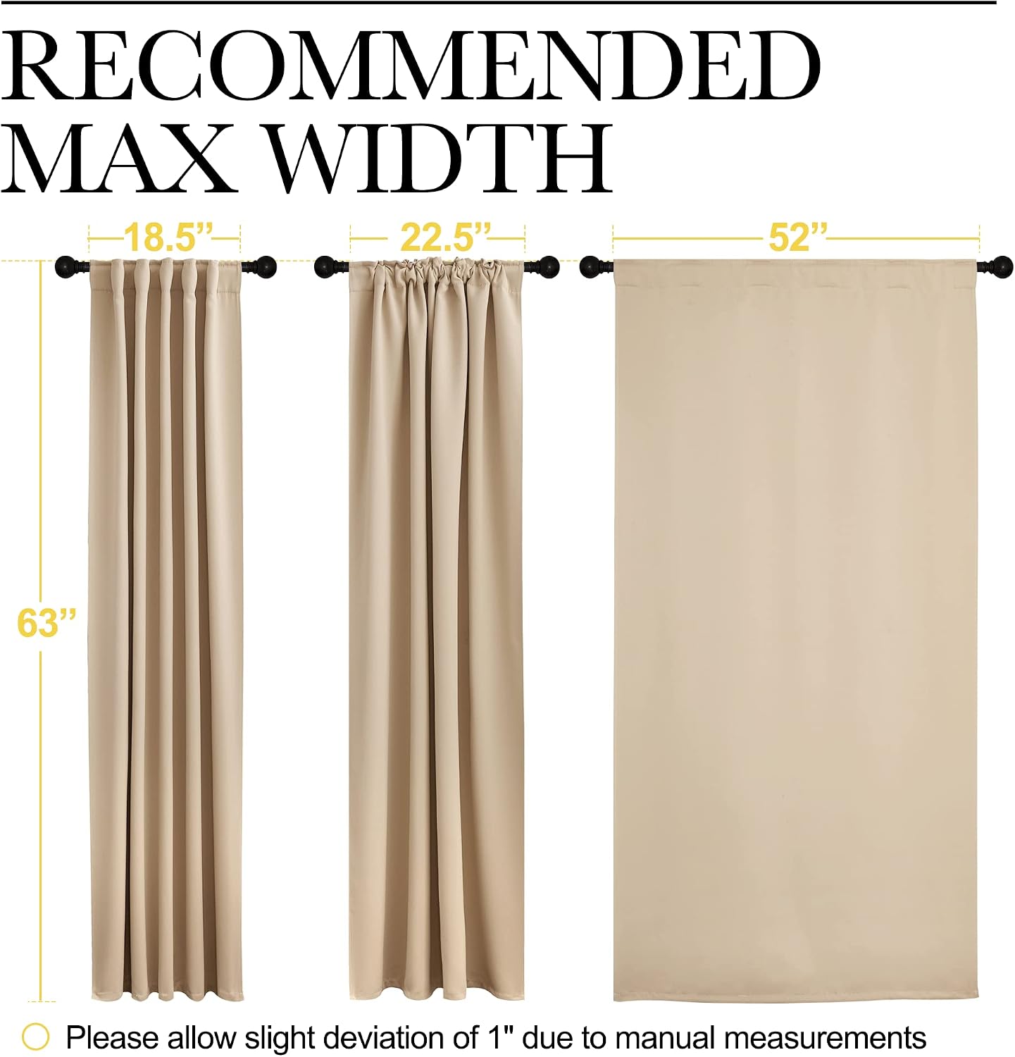 Nicetown Window Treatment Curtains Room Darkening Drapes - (Biscotti Beige Color) 52 Width X 63 Drop Each Panel, 2 Panels Set, Curtains and…