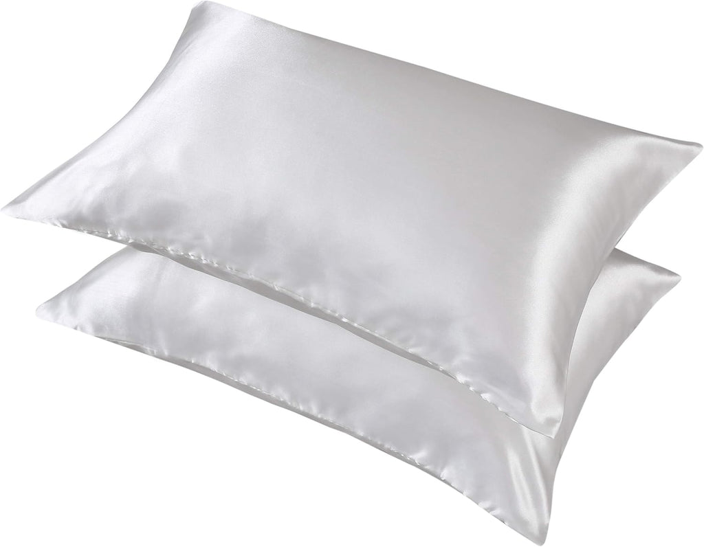 Lcbd Standard Size Satin Pillowcase for Hair and Skin, Ivory Silk Satin Pillowcases Set of 2, Satin Cooling Pillow Covers with Envelope Clo…