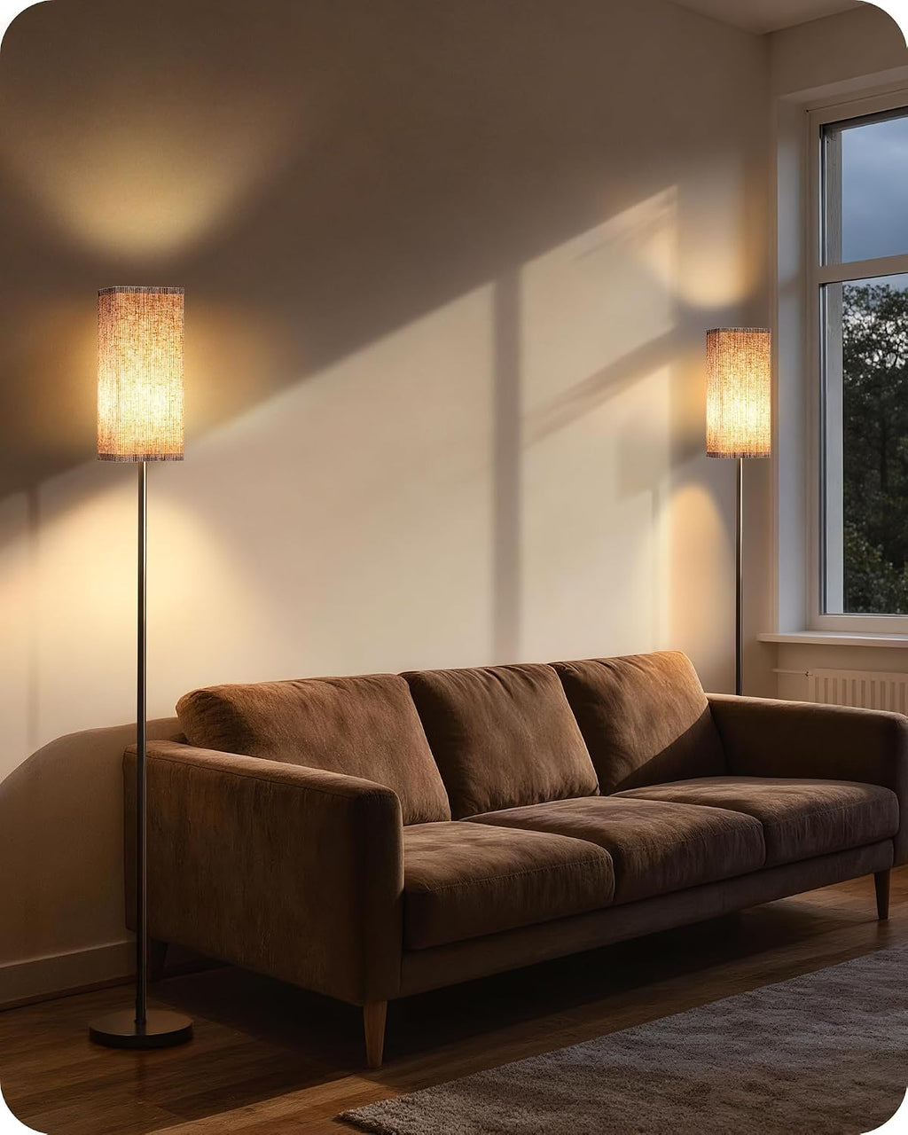 2Pack 64.2” Dimmable Floor Lamp for Living Room with Remote & Foot Switch, Corner Floor Lamp for Bedroom, Includes A19 Bulb, Modern…