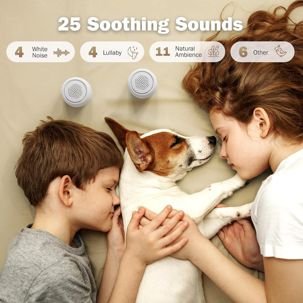 Paussion 2-Pack Sync Stereo, Paussion Portable Mini Noise White Sleep Sound Machine for Adults Kids Baby 25 Soothing Songs, Auto Timer, Per…