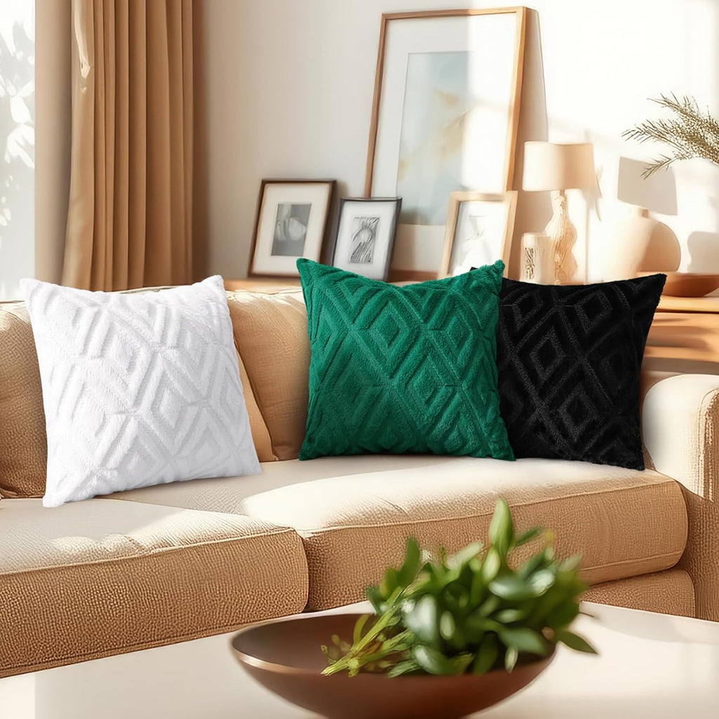 decorUhome Summer Couch Throw Pillow Covers 16x16 Set of 2, Decorative Soft Plush Faux Fur Wool Accent Pillow Covers for Modern Farmhouse B…