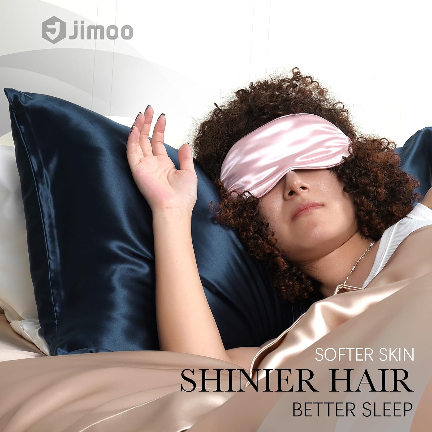 Jjimoo 100% Mulberry Silk Pillowcase for Hair and Skin, 22 Momme Pure Natural Silk Pillow Case Both Sided with Zipper, Pillow Cover for Wom…