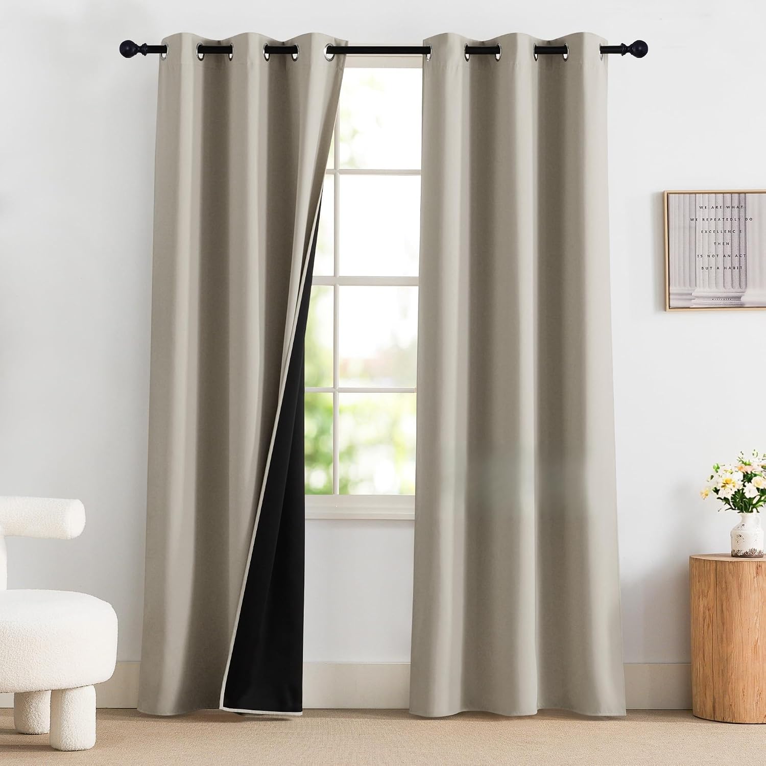 NICETOWN Bedroom Curtains 84 Inches Length, 100% Blackout Drapes Thermal Insulated with Grommet for Living Room Office Privacy Darkening…
