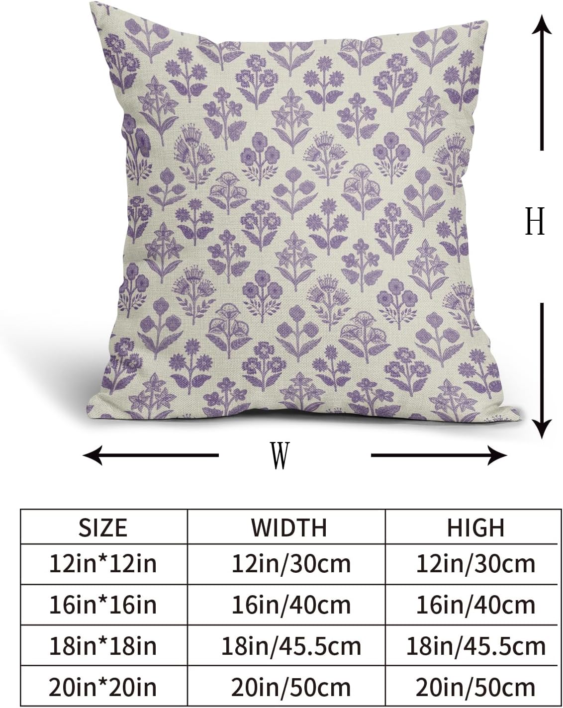 Purple Floral Pillow Covers 24x24 Inch Set of 2, Vintage Flower Block Decorative Throw Pillowcases Outdoor Farmhouse Cushion Covers…
