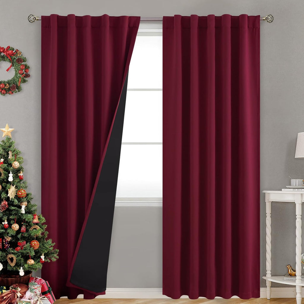 BGment Full Blackout Curtains with Heat Insulation Liner Curtains 84 Inches Long, Rod Pocket and Back Tab Double Layer Room Darkening…
