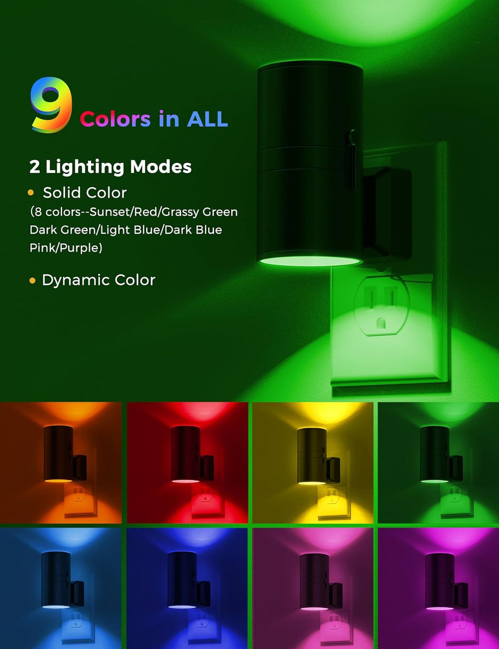 L LOHAS LED Night Light, Night Lights Plug into Wall, Color Changing Nightlight RGB with Light Sensor, Home Decor for Kids Gifts…