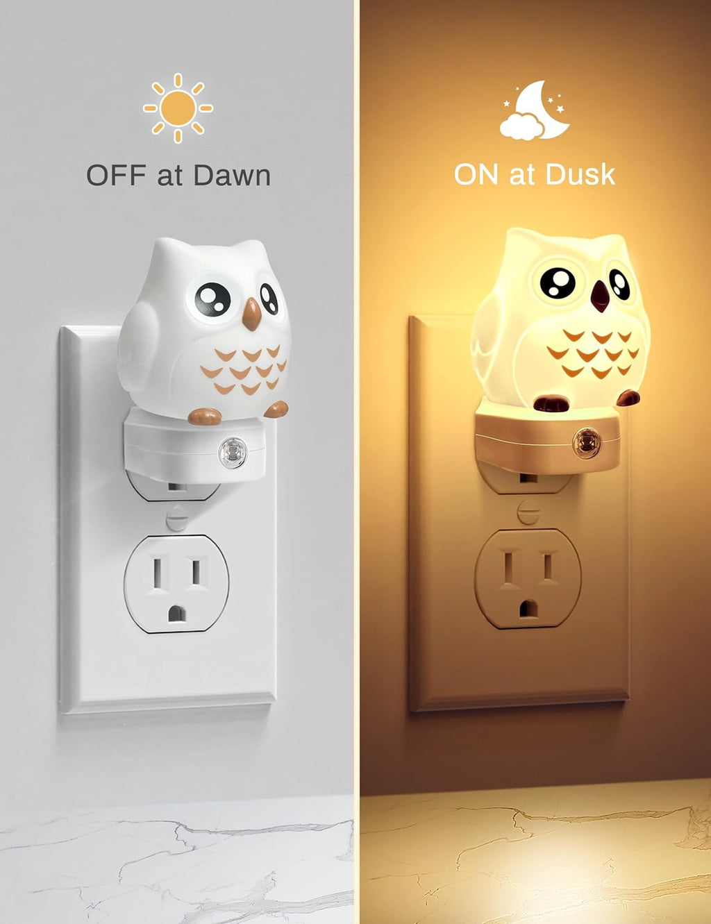DORESshop Owl Night Lights Plug Into Wall [2 Pack], Cute Night Light for Kids, 8-Color LED Night Light, Nightlight with Dusk to Dawn…