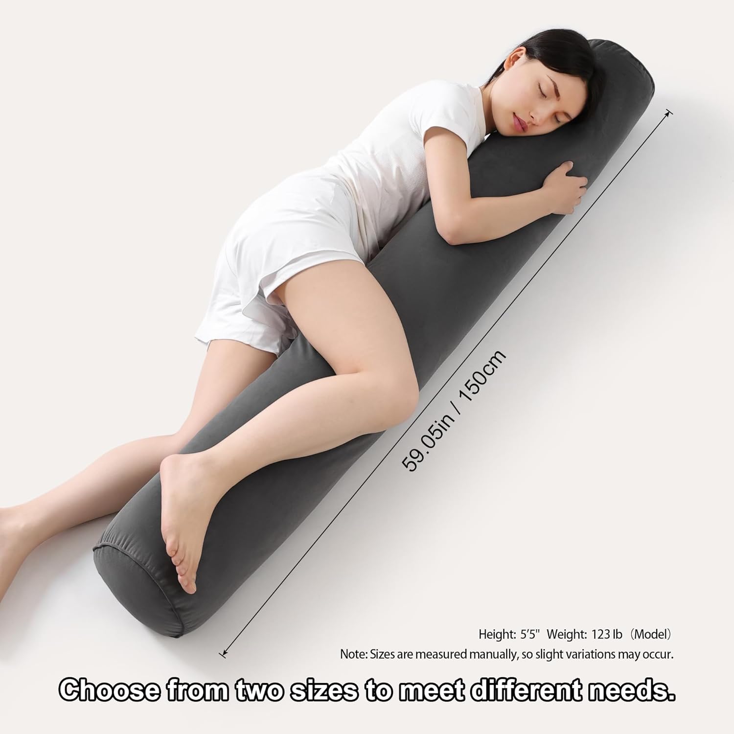 Body Pillow for Adults, Long Round Pillow, Big Cylindrical Pillow, Large Full Bolster Pillows for Side Sleepers (Steel Gray, 59"*7.87")