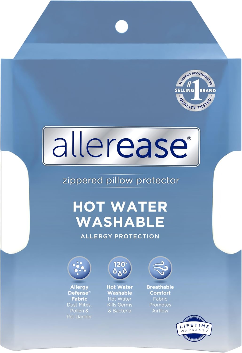 AllerEase Hot Water Wash Breathable Advanced Protection Machine Washable Durable Zippered Pillow Protector, Standard/Queen Size 2 Pack…